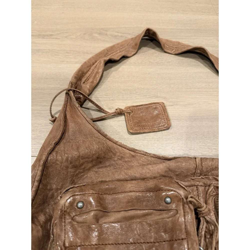 Olivia Harris Pillow Washed Lambskin Hobo Brown Boho Bag Purse Y2K‎ Leather VTG